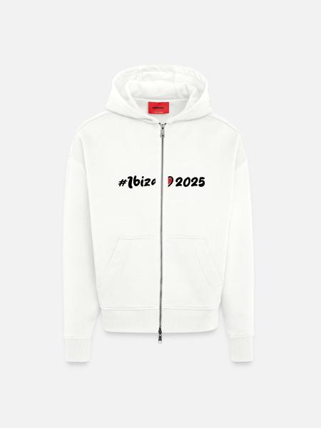 Ibiza 2025 Heart - Zip Hoodie - made by SPREAD - OFF WHITE