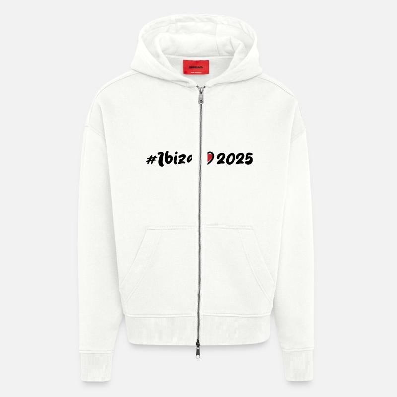 Ibiza 2025 Heart - Zip Hoodie - made by SPREAD - OFF WHITE