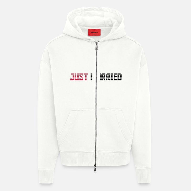 Just Married texte Logo Design - Veste à capuche bio épaisse oversize fabriqué en UE - OFF WHITE