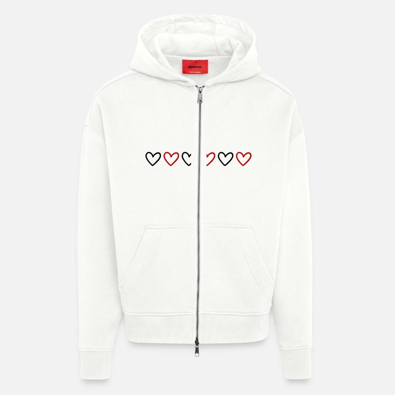 Hearts Line Icon - Zip Hoodie - made by SPREAD - OFF WHITE