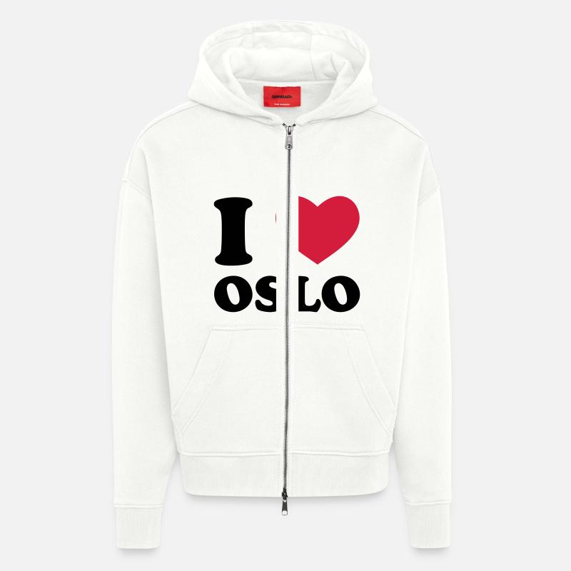 I Love Oslo - Veste à capuche bio épaisse oversize fabriqué en UE - OFF WHITE