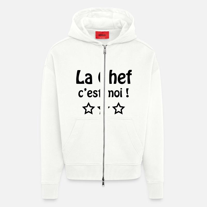 la chef c'est moi ! - Veste à capuche bio épaisse oversize fabriqué en UE - OFF WHITE