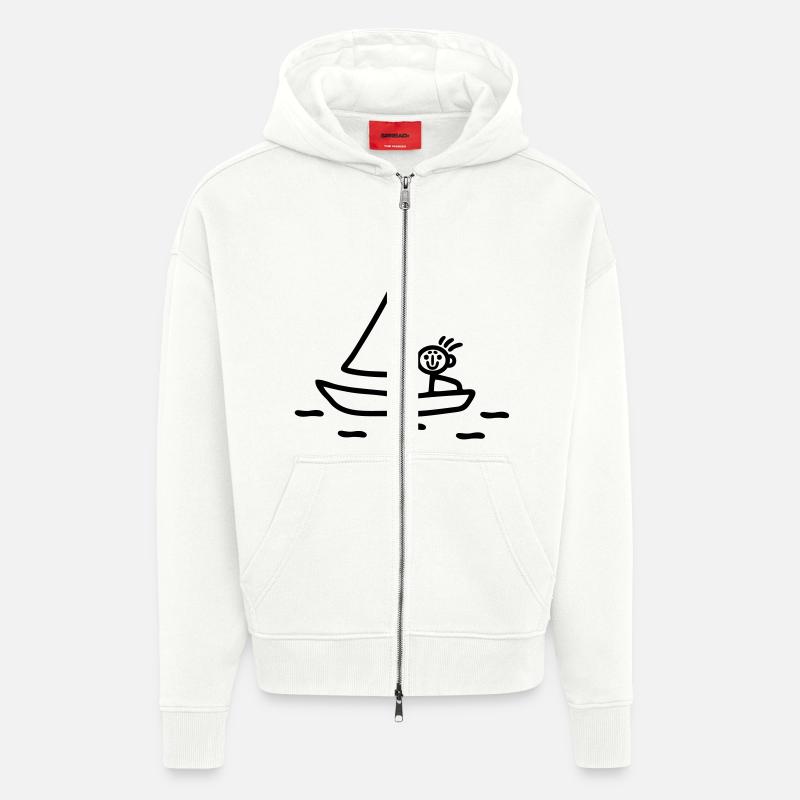 Strichmännchen segeln - Zip Hoodie - made by SPREAD - OFF WHITE