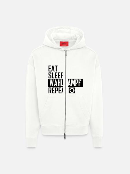 eat sleep wahlkampf repeat - Zip Hoodie - made by SPREAD - OFF WHITE
