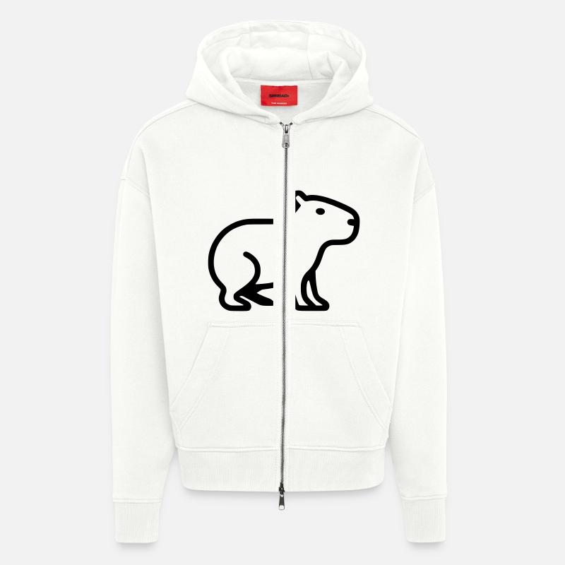 Capybara Minimalistisch Logo - Zip Hoodie - made by SPREAD - OFF WHITE