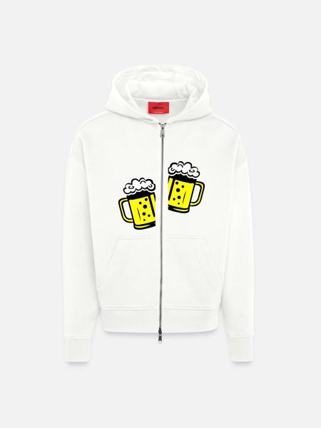 Bier Bierkrug Prost - Zip Hoodie - made by SPREAD - OFF WHITE
