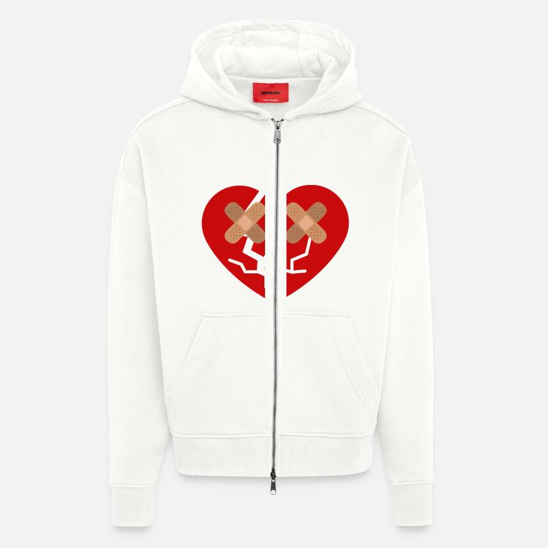 Gebrochenes Herz mit Pflaster - Zip Hoodie - made by SPREAD - OFF WHITE
