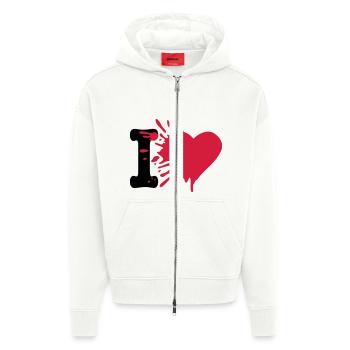 i love - Veste à capuche bio épaisse oversize fabriqué en UE - OFF WHITE - Devant