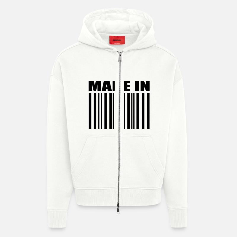 Code-barre - Veste à capuche bio épaisse oversize fabriqué en UE - OFF WHITE