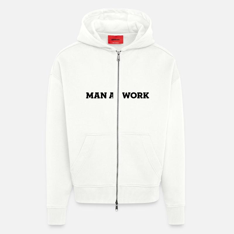 MAN AT WORK - Zip Hoodie - made by SPREAD - OFF WHITE