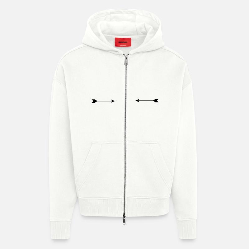 (zwei_pfeile_gegenuber) - Veste à capuche bio épaisse oversize fabriqué en UE - OFF WHITE