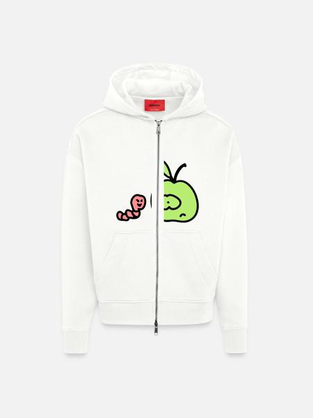 Apfel + Wurm 3 - Zip Hoodie - made by SPREAD - OFF WHITE