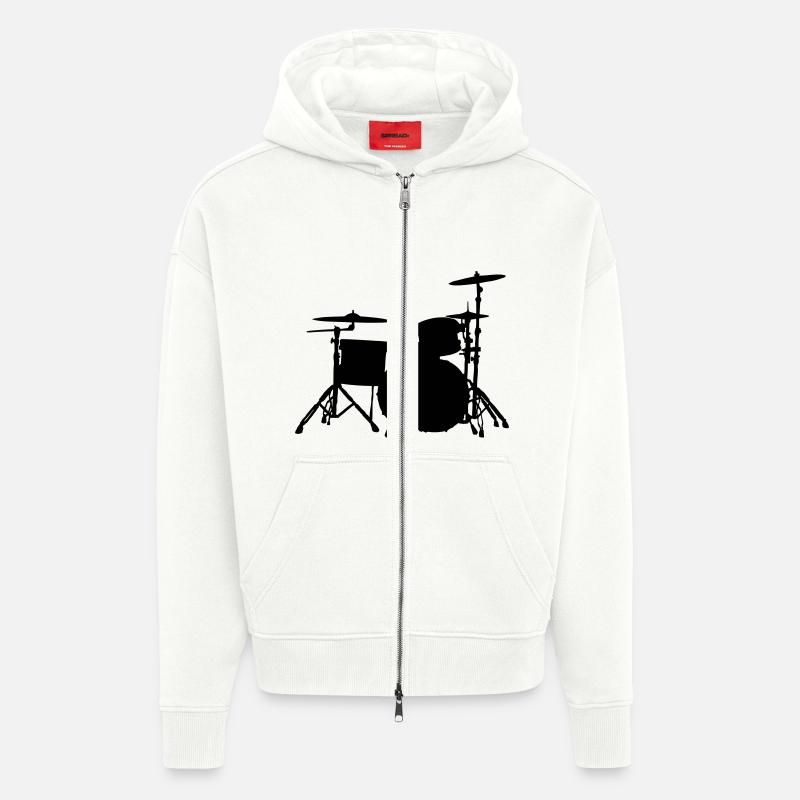 Drums Silhouette - Zip Hoodie - made by SPREAD - OFF WHITE
