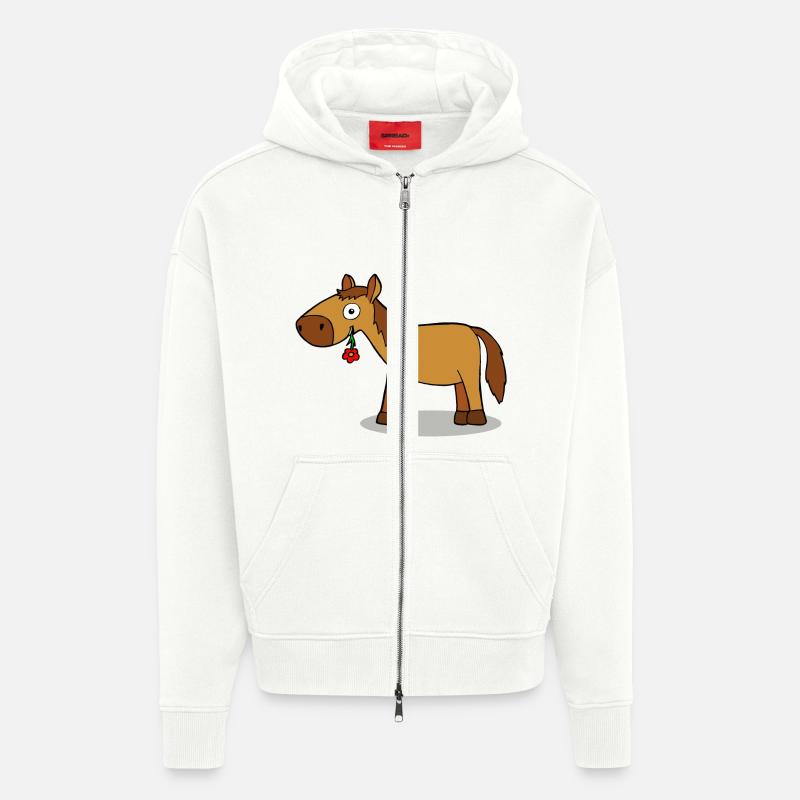 Pferd mit Blume - Comic - Zip Hoodie - made by SPREAD - OFF WHITE