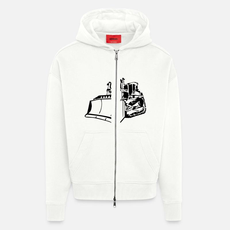Schieberaupe / Raupe / Bagger - Veste à capuche bio épaisse oversize fabriqué en UE - OFF WHITE