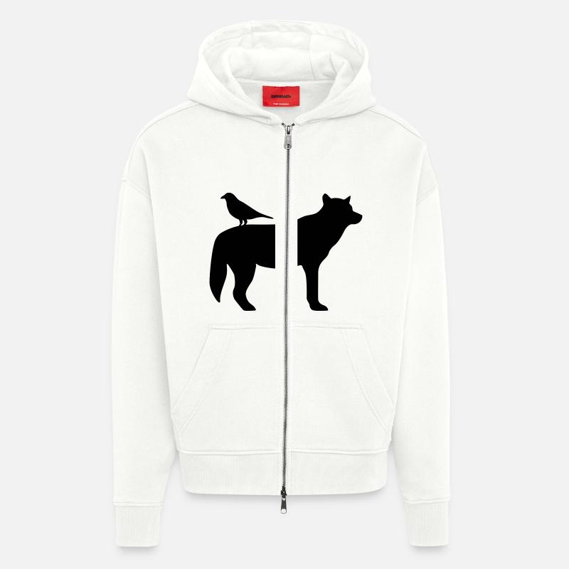 Wolf und Rabe - Zip Hoodie - made by SPREAD - OFF WHITE