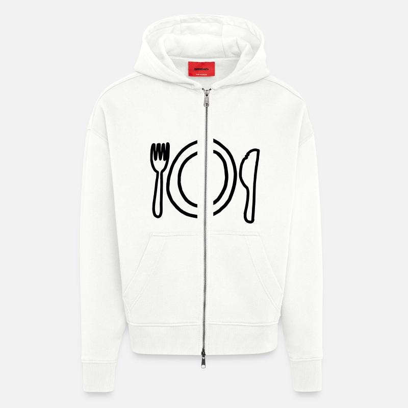 Teller,Messer,Gabel,Platte,Tafelsilber,Tischgedeck - Zip Hoodie - made by SPREAD - OFF WHITE
