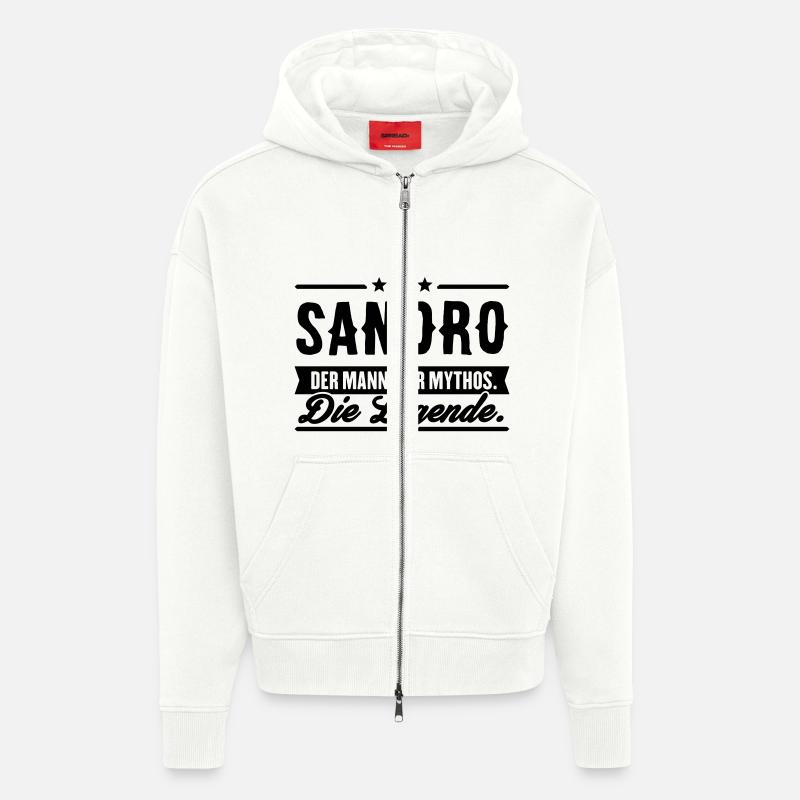 Man Myth Legend Sandro - Veste à capuche bio épaisse oversize fabriqué en UE - OFF WHITE
