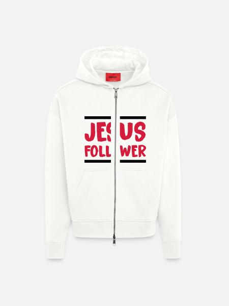 jesus_follower_002 - Zip Hoodie - made by SPREAD - OFF WHITE