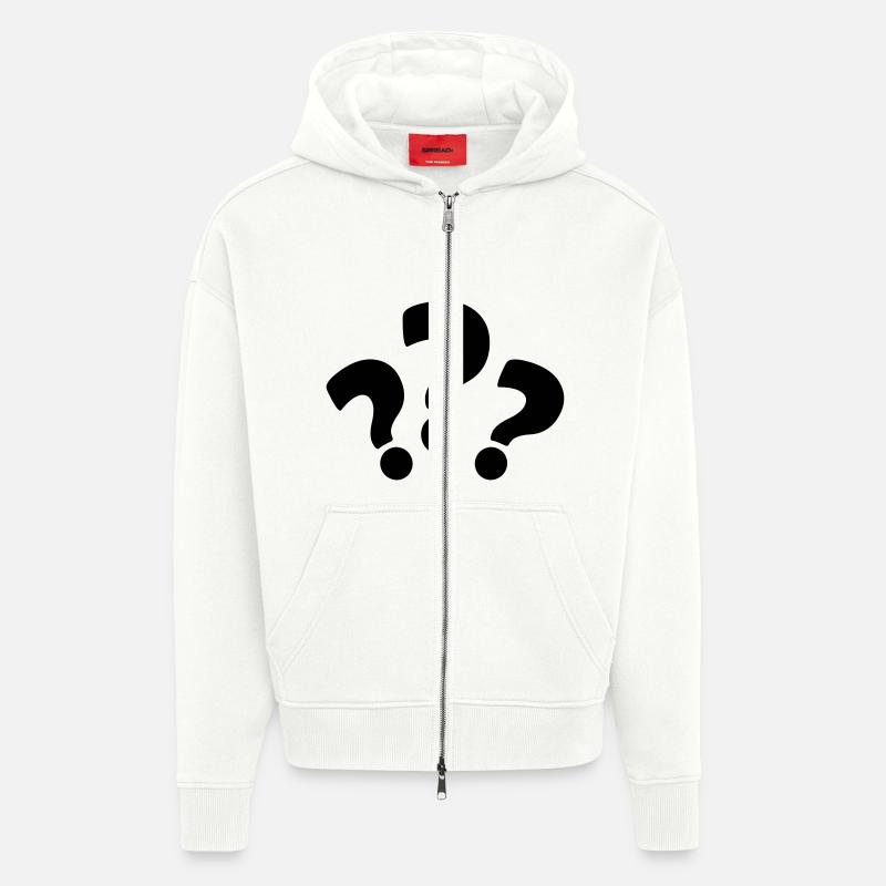 fragezeichen_2 - Veste à capuche bio épaisse oversize fabriqué en UE - OFF WHITE