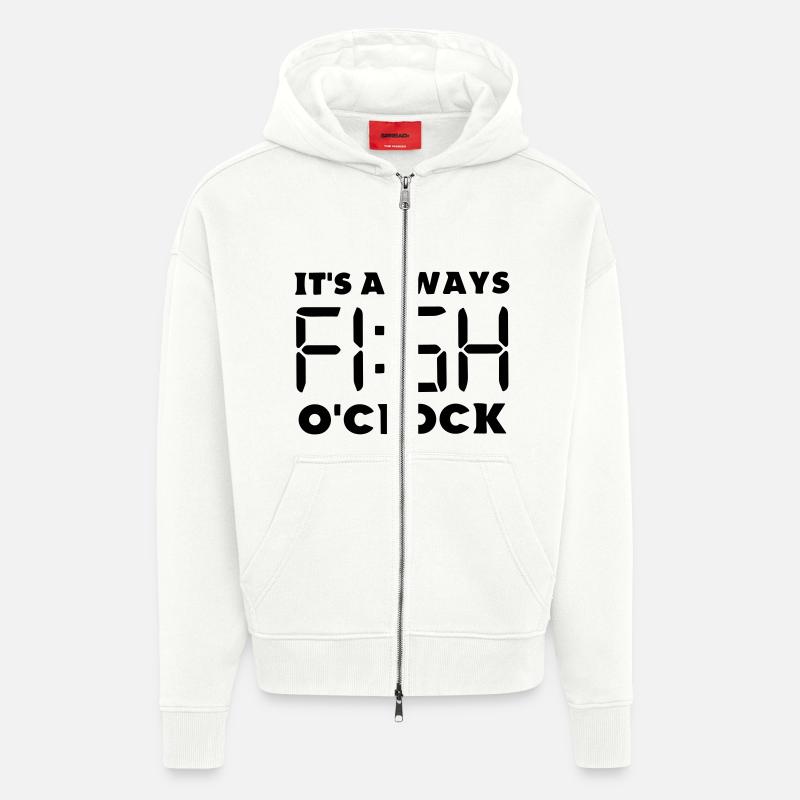 c'est toujours l'heure du poisson - Veste à capuche bio épaisse oversize fabriqué en UE - OFF WHITE
