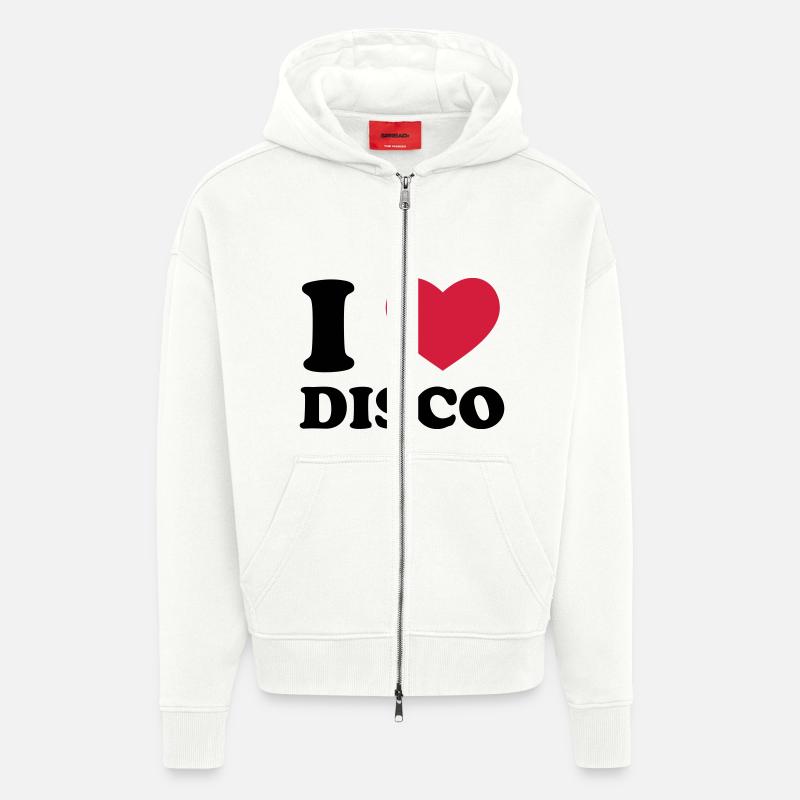 I Love Disco - Veste à capuche bio épaisse oversize fabriqué en UE - OFF WHITE