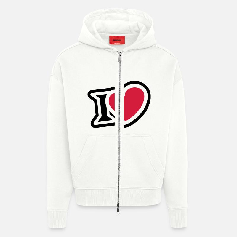 I love 2clr - Veste à capuche bio épaisse oversize fabriqué en UE - OFF WHITE