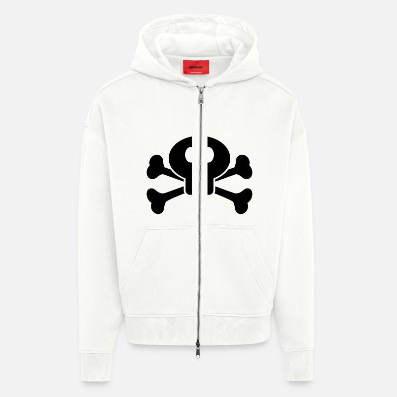 SKULL & BONES 2 - Zip Hoodie - made by SPREAD - OFF WHITE
