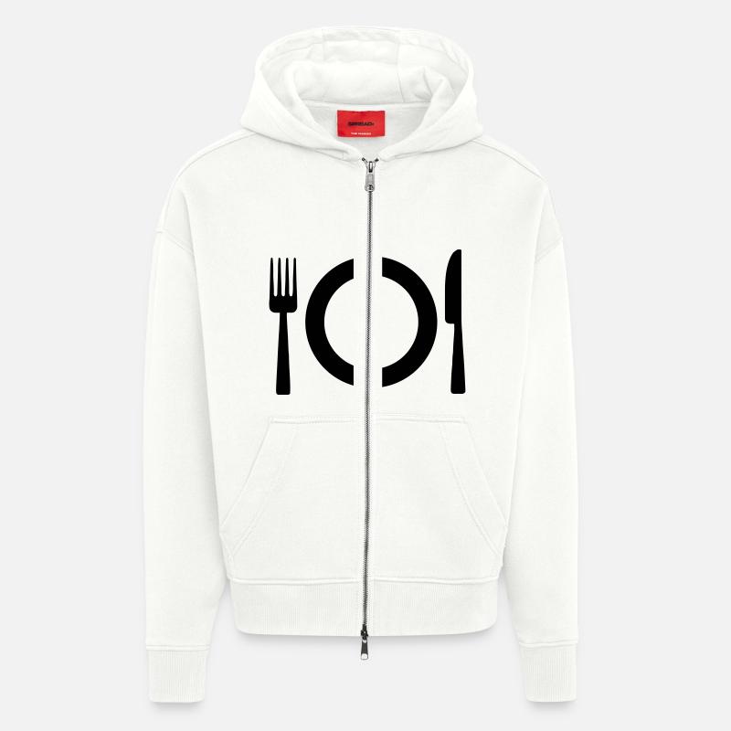 Logo du restaurant - Veste à capuche bio épaisse oversize fabriqué en UE - OFF WHITE