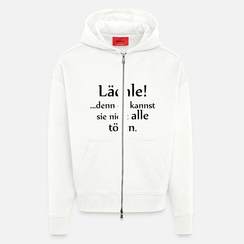 Sourire! Vous ne pouvez pas les tuer tous. - Veste à capuche bio épaisse oversize fabriqué en UE - OFF WHITE