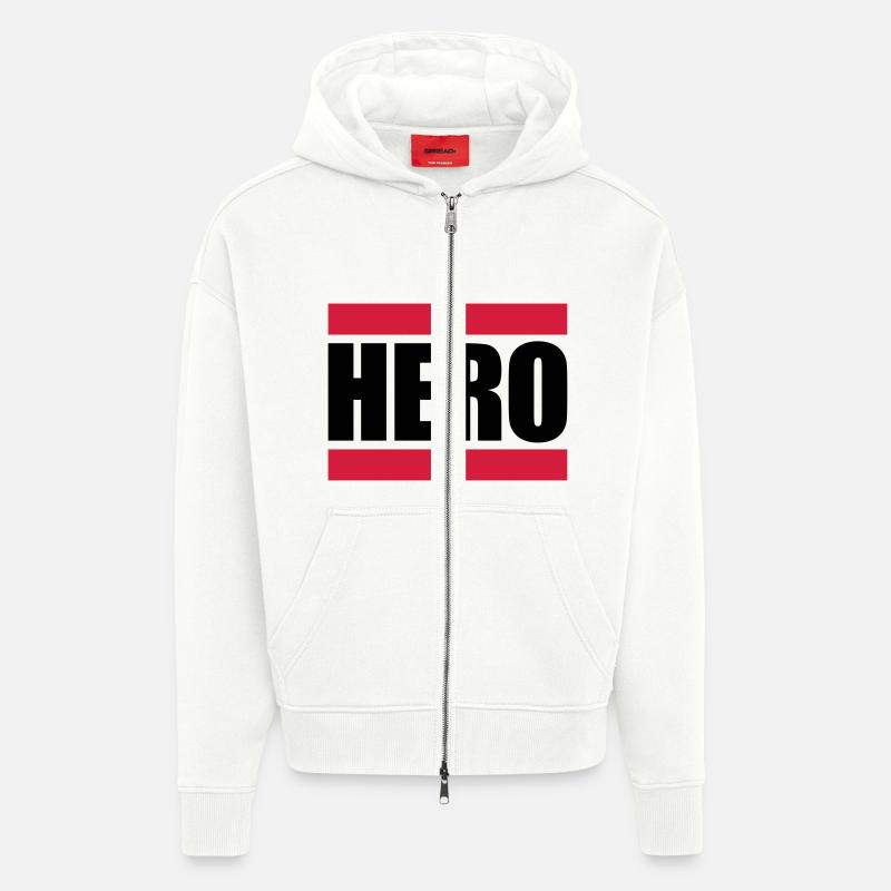 Cool Super Hero Logo Design - Veste à capuche bio épaisse oversize fabriqué en UE - OFF WHITE