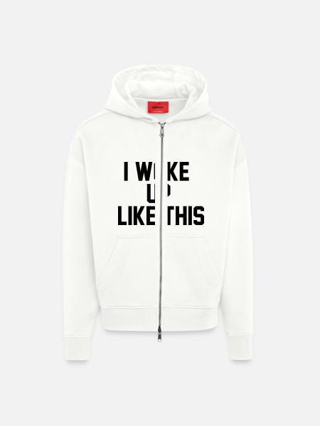 I woke up like this - Zip Hoodie - made by SPREAD - OFF WHITE