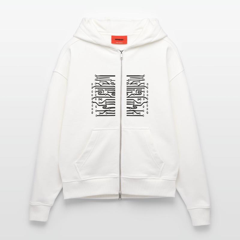design lines microchip disk pattern cool lines Zip Hoodie - made by SPREAD