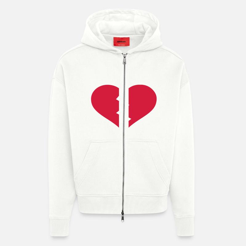 Gebrochenes Herz - Zip Hoodie - made by SPREAD - OFF WHITE
