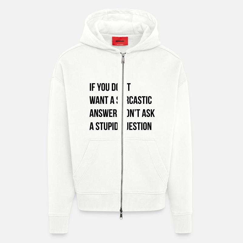 sarcastic comment - Veste à capuche bio épaisse oversize fabriqué en UE - OFF WHITE