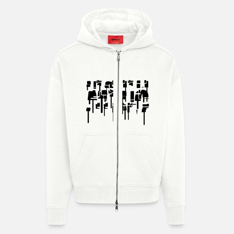 Graffiti abstrait - Veste à capuche bio épaisse oversize fabriqué en UE - OFF WHITE