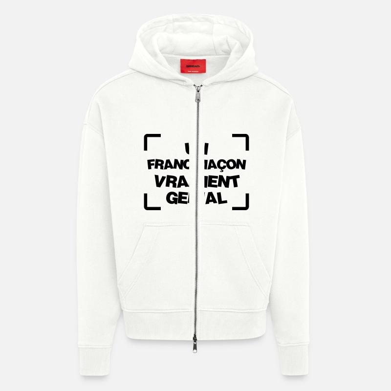 Franc-Maçonnerie / Franc Maçonnerie / Franc Maçon - Veste à capuche bio épaisse oversize fabriqué en UE - OFF WHITE