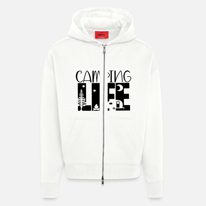 la vie en camping - Veste à capuche bio épaisse oversize fabriqué en UE - OFF WHITE