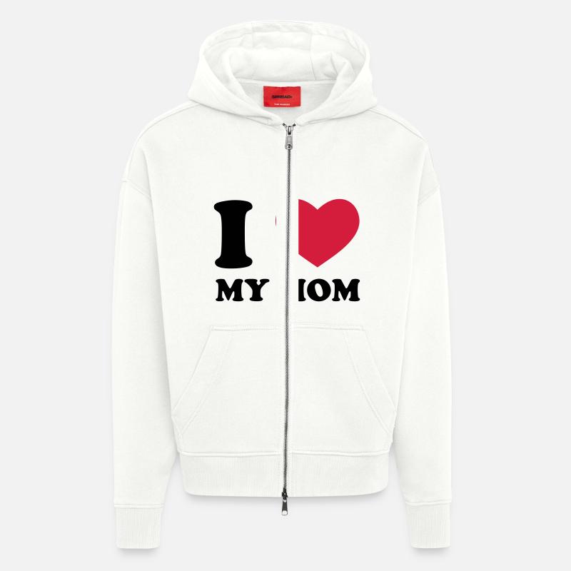 I Love My Mom - Veste à capuche bio épaisse oversize fabriqué en UE - OFF WHITE
