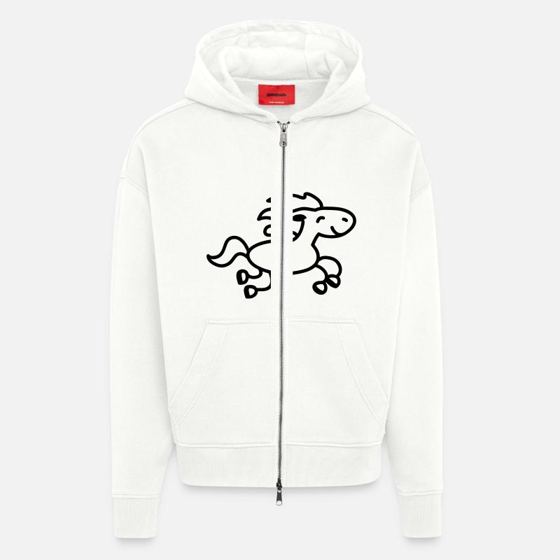 Pferd springt - line - Zip Hoodie - made by SPREAD - OFF WHITE