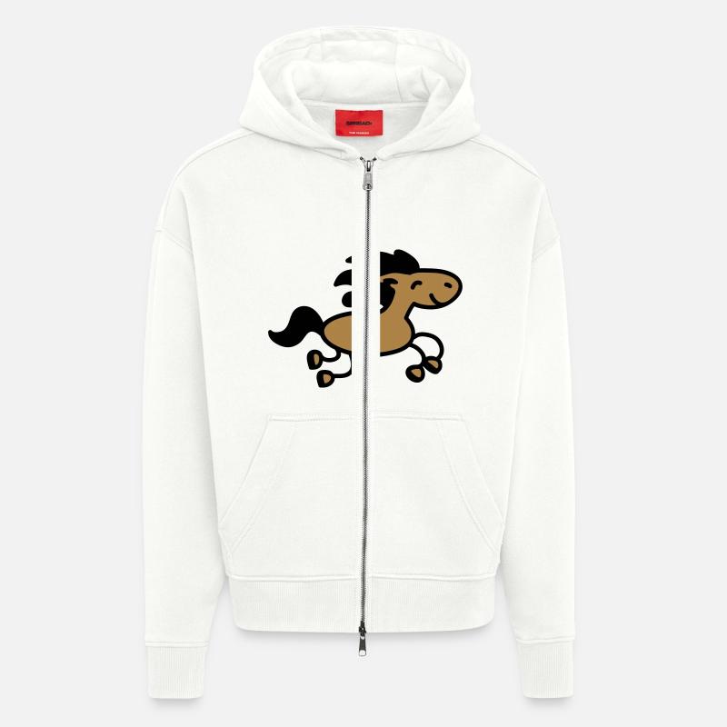 Pferd springt 2 - Zip Hoodie - made by SPREAD - OFF WHITE