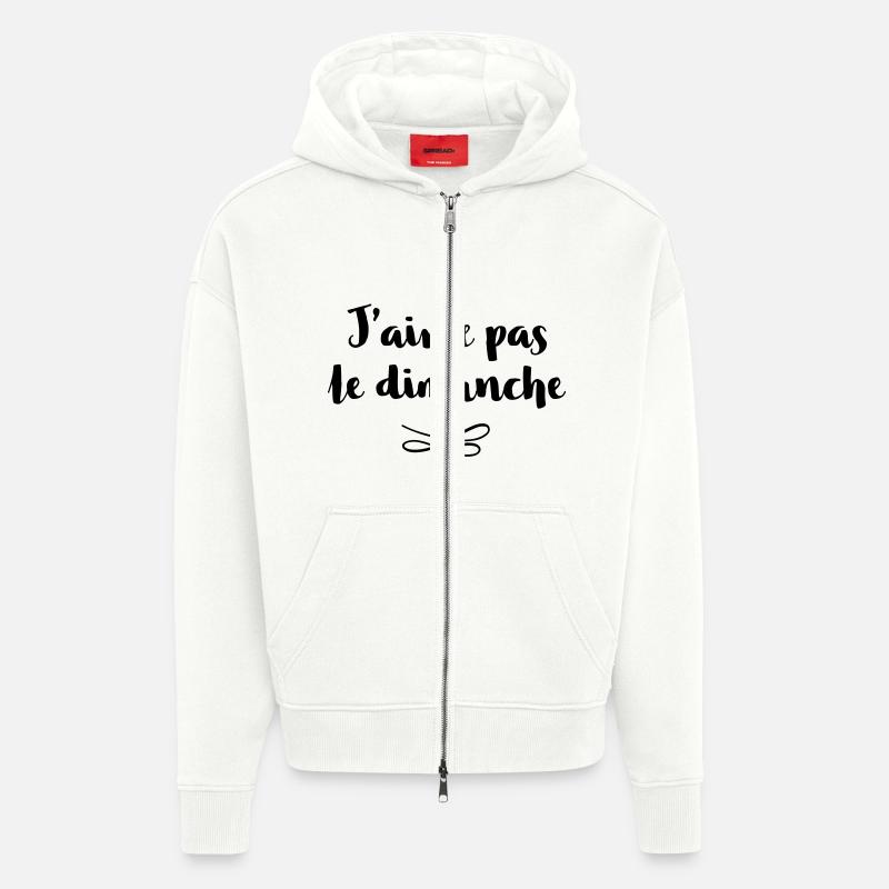 J'aime pas le dimanche - Veste à capuche bio épaisse oversize fabriqué en UE - OFF WHITE