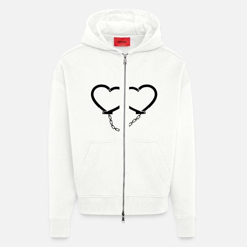 Menottes d'amour - Veste à capuche bio épaisse oversize fabriqué en UE - OFF WHITE