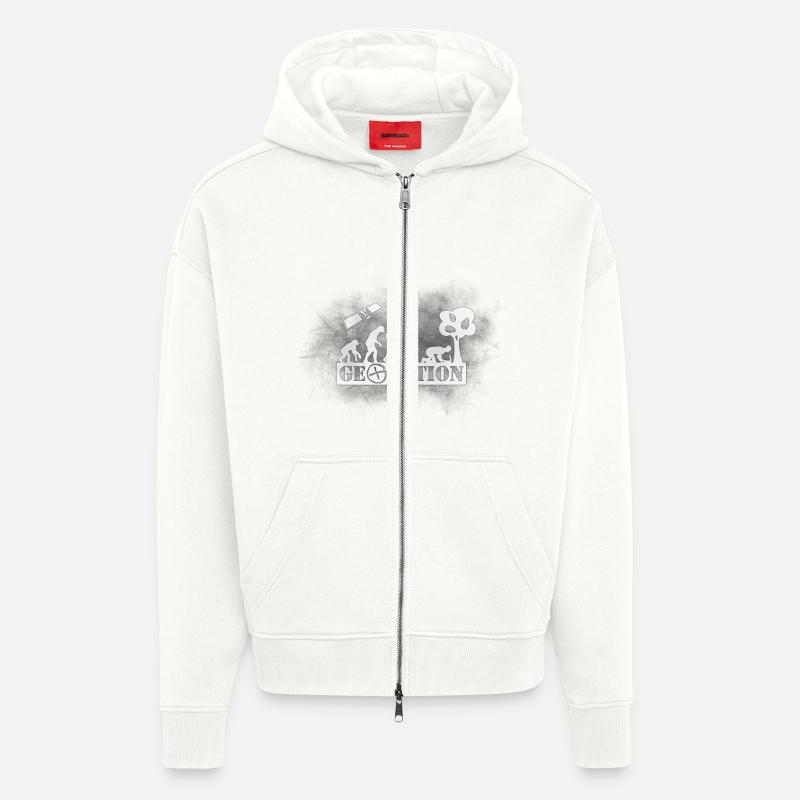 Geolution-dark-grunge - Veste à capuche bio épaisse oversize fabriqué en UE - OFF WHITE