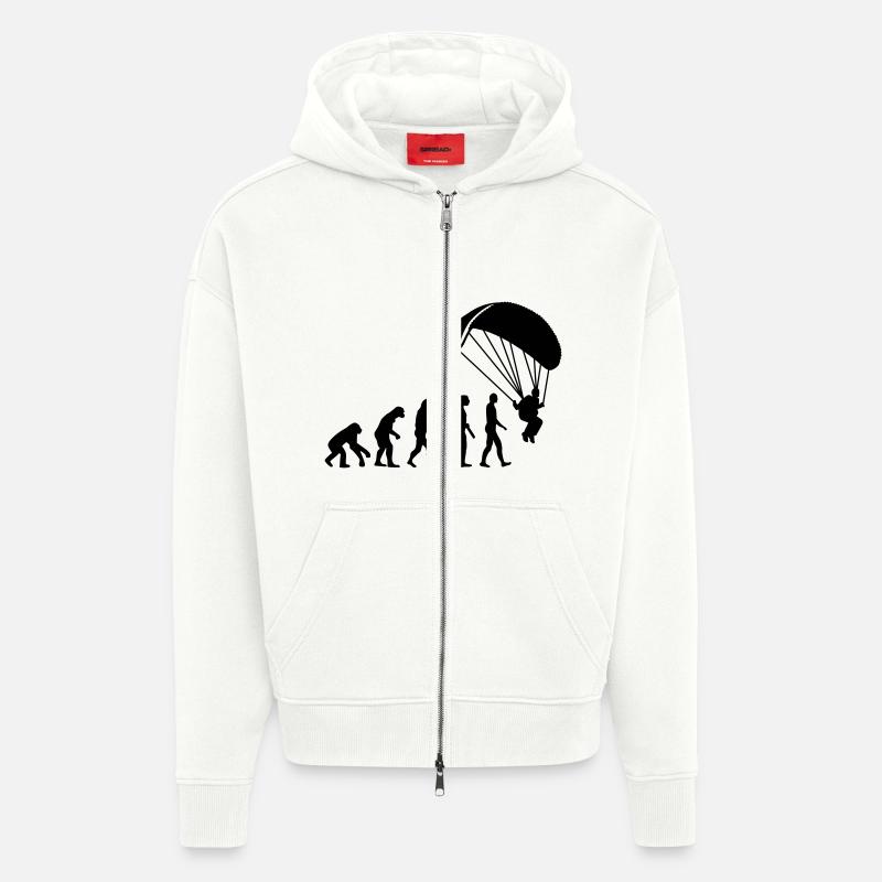 Evolution Parachute jumping - Zip Hoodie - made by SPREAD - OFF WHITE