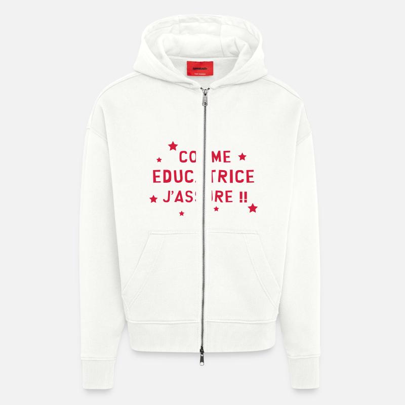 Education / Educateur / Educatrice / Ecole / Prof - Veste à capuche bio épaisse oversize fabriqué en UE - OFF WHITE