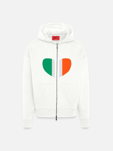 j'aime l'irlande - Veste à capuche bio épaisse oversize fabriqué en UE - OFF WHITE