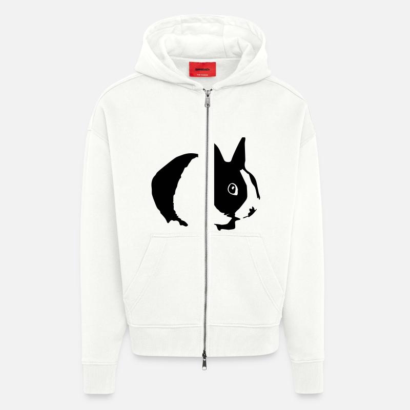 Cute Bunny Rabbit 01 - Veste à capuche bio épaisse oversize fabriqué en UE - OFF WHITE