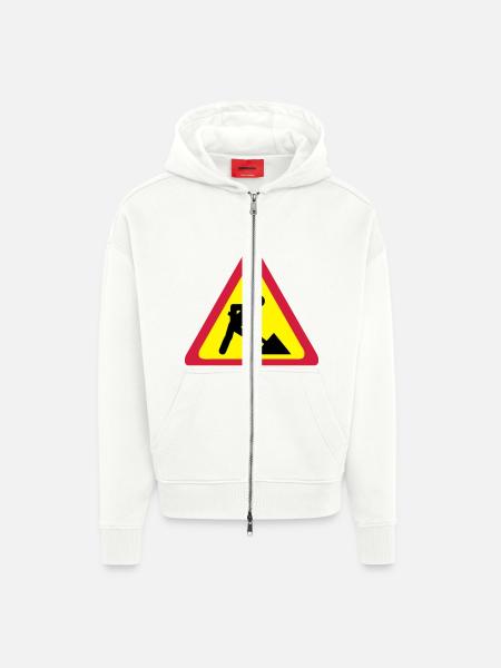 panneau chantier travaux 2303 - Veste à capuche bio épaisse oversize fabriqué en UE - OFF WHITE
