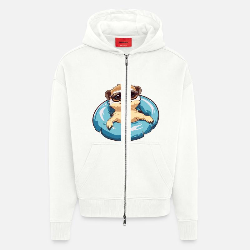Suricate Bande Dessinée Cool - Veste à capuche bio épaisse oversize fabriqué en UE - OFF WHITE